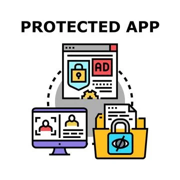 Protected application security and digital data privacy Illustrazione stock