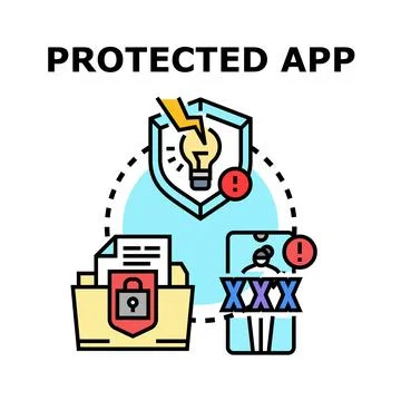 Protected application security concept with data protection solutions Stock Illustration