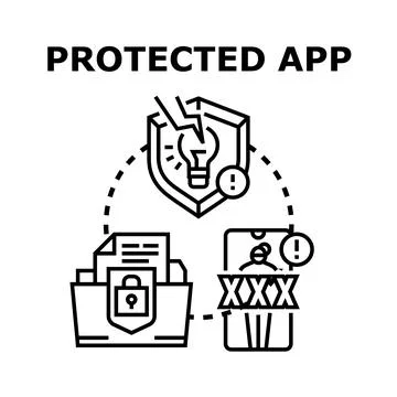 Protected application security concept with data protection solutions Stock Illustration
