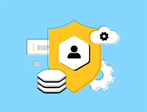 Protected Audience API concept with secure advertising, data privacy, user Illustrazione stock