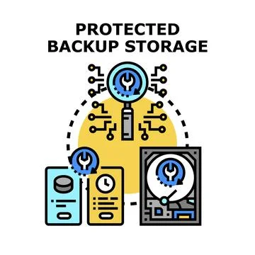 Protected backup storage data security archiving concept Stock Illustration