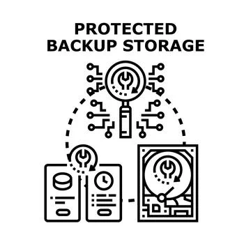 Protected backup storage data security archiving concept Stock Illustration