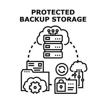 Protected backup storage data security system concept Illustrazione stock