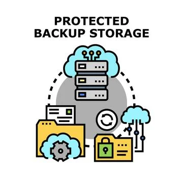 Protected backup storage data security system concept 库存插图