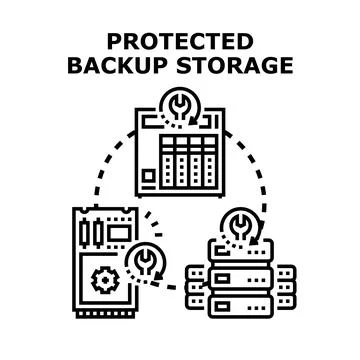 Protected backup storage system for data security Stock Illustration