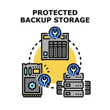 Protected backup storage system for data security Stock Illustration