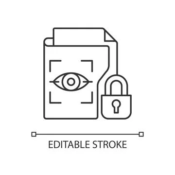 Protected biometric data linear icon Stock Illustration