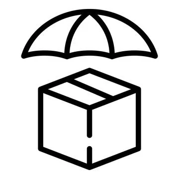Protected cargo box icon, outline style 库存插图