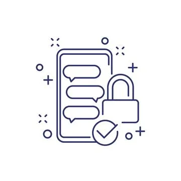 Protected chat line icon on white Stock Illustration