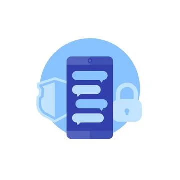 Protected chat vector flat icon イラスト素材