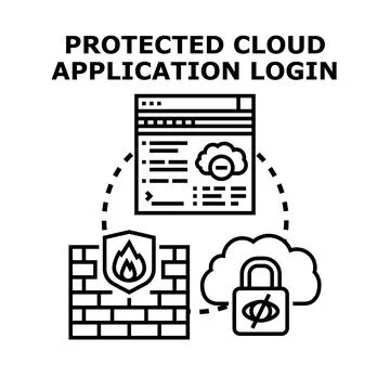 Protected cloud application login secure access data 스톡 일러스트