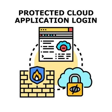 Protected cloud application login secure access data Stock Illustration