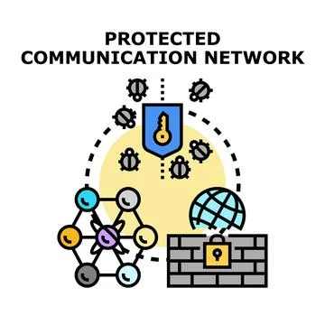 Protected communication network concept illustrating cybersecurity 스톡 일러스트