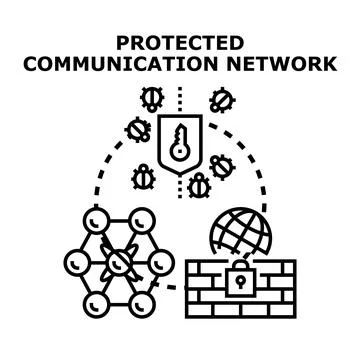 Protected communication network concept illustrating cybersecurity Stock Illustration