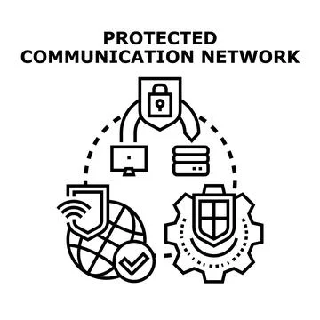 Protected communication network concept illustration protecting data イラスト素材