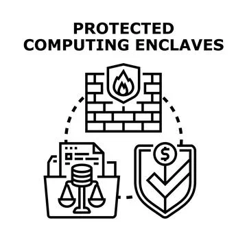 Protected computing enclaves securing data and digital assets Stock Illustration