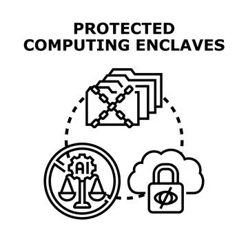 Protected computing enclaves securing sensitive data and privacy Stock Illustration