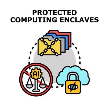 Protected computing enclaves securing sensitive data and privacy Stock Illustration