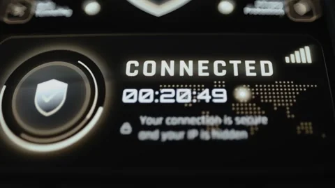 Protected connection status with a session timer near 20 minutes and text Stock Footage 342490396
