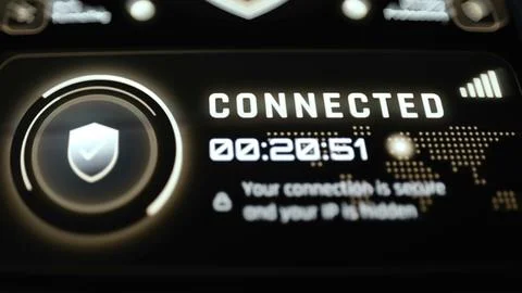 Protected connection status with a session timer near 20 minutes and text Stock Photos
