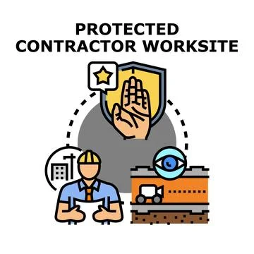 Protected contractor worksite construction safety and security Stock Illustration