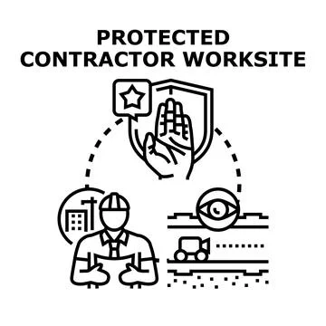 Protected contractor worksite construction safety and security イラスト素材