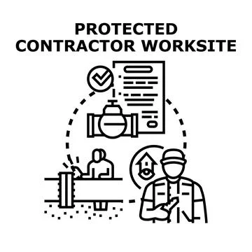 Protected contractor worksite safety and security concept Ilustración de archivo