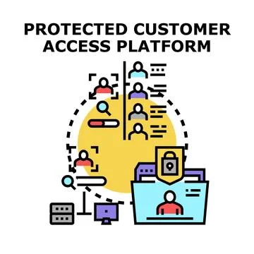 Protected customer access platform data security system Stock Illustration