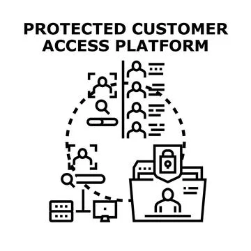 Protected customer access platform data security system Stock Illustration