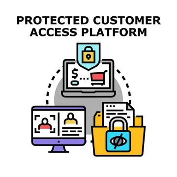 Protected customer access platform security system concept Stock Illustration