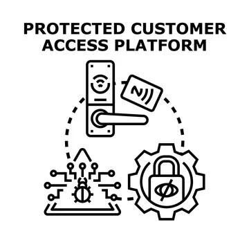 Protected customer access platform with security and data protection Stock Illustration