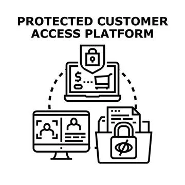 Protected customer access platform security system concept Stock Illustration