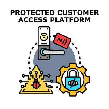 Protected customer access platform with security and data protection Stock Illustration