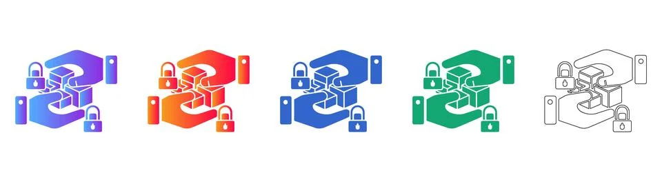 Protected Data Management and Ownership Icon Set Stock Illustration