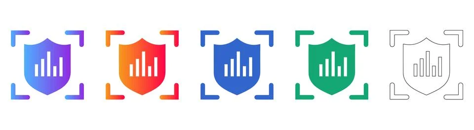 Protected Data Statistics Icon Set Stock Illustration