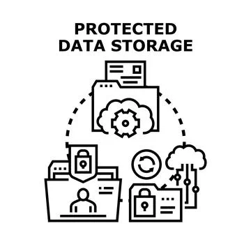 Protected data storage and digital information security concept Stock Illustration