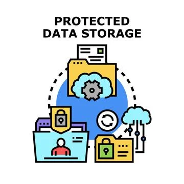 Protected data storage and digital information security concept Stock Illustration