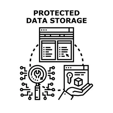 Protected data storage concept illustrating data security Stock Illustration