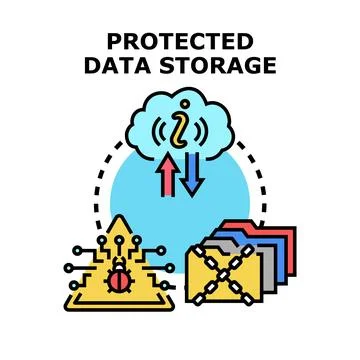Protected data storage protecting digital information concept Stock Illustration