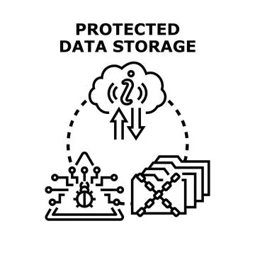 Protected data storage protecting digital information concept イラスト素材