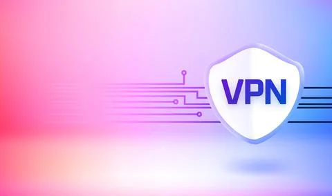 Protected data with VPN service concept. 3D vector banner with copy space Ilustración de archivo