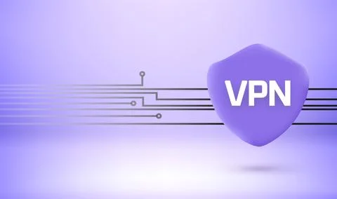 Protected data with VPN service concept. 3D vector banner Stockillustratie