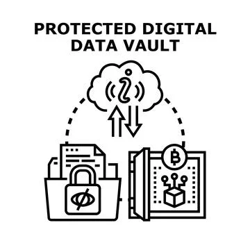 Protected digital data vault ensuring cloud security transaction Stock Illustration