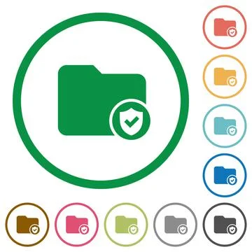 Protected directory flat icons with outlines Illustrazione stock