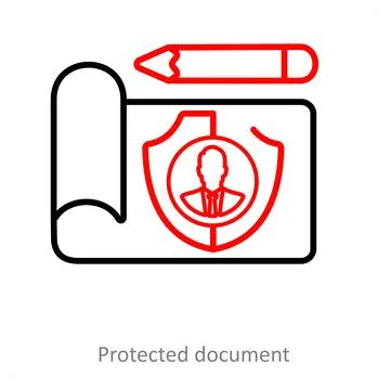 Protected Document And Data Icon Concept Illustrazione stock