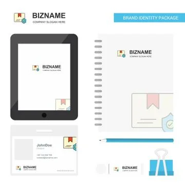 Protected document Business Logo, Tab App, Diary PVC Employee Card and USB Br 库存插图