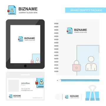 Protected document Business Logo, Tab App, Diary PVC Employee Card and USB Br 스톡 일러스트