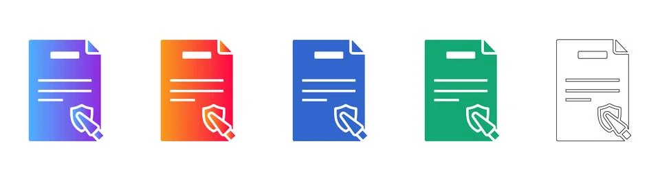 Protected Document Processing Icon Set Stockillustratie