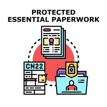 Protected essential paperwork illustrating data security and confidentiality Stock Illustration