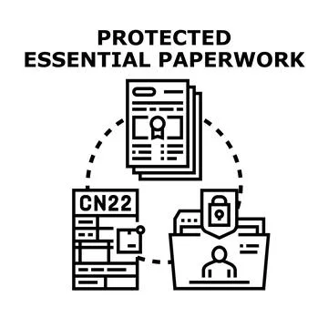 Protected essential paperwork illustrating data security and confidentiality Stock Illustration